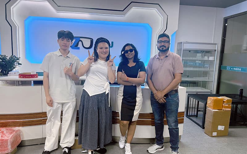 Nitasha and Mohit from India visiting the Altevo smart glasses team in China