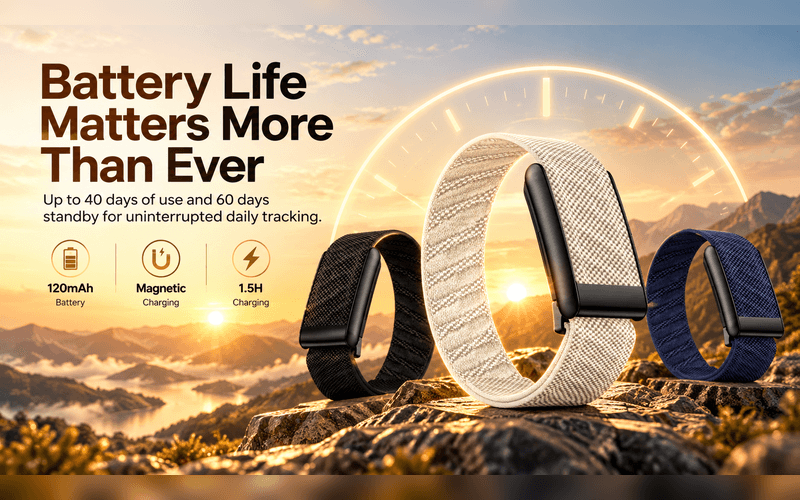 Three screen-free smart bracelets highlighting long battery life