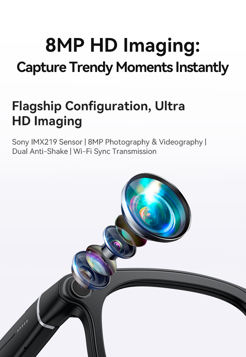 AI Smart Glasses with Camera Voice Assistant and Charging Case S900pro detail 5