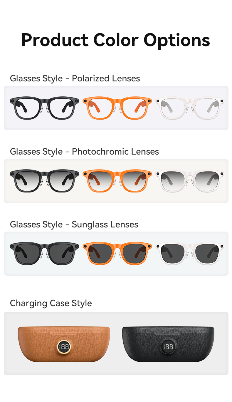 AI Smart Glasses with Camera Voice Assistant and Charging Case S900pro detail 7