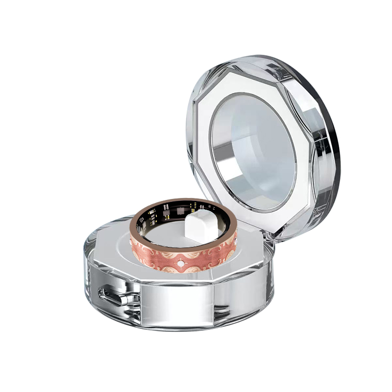 R10 jewelry smart ring — transparent charging case