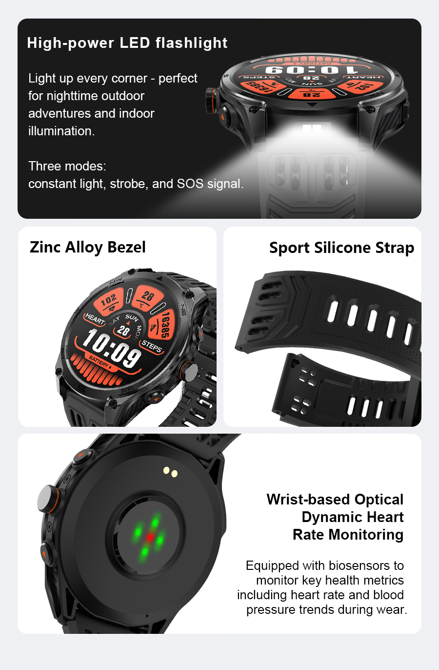 MA70 Rugged Outdoor GPS Smartwatch with 1.75" AMOLED Display detail 3