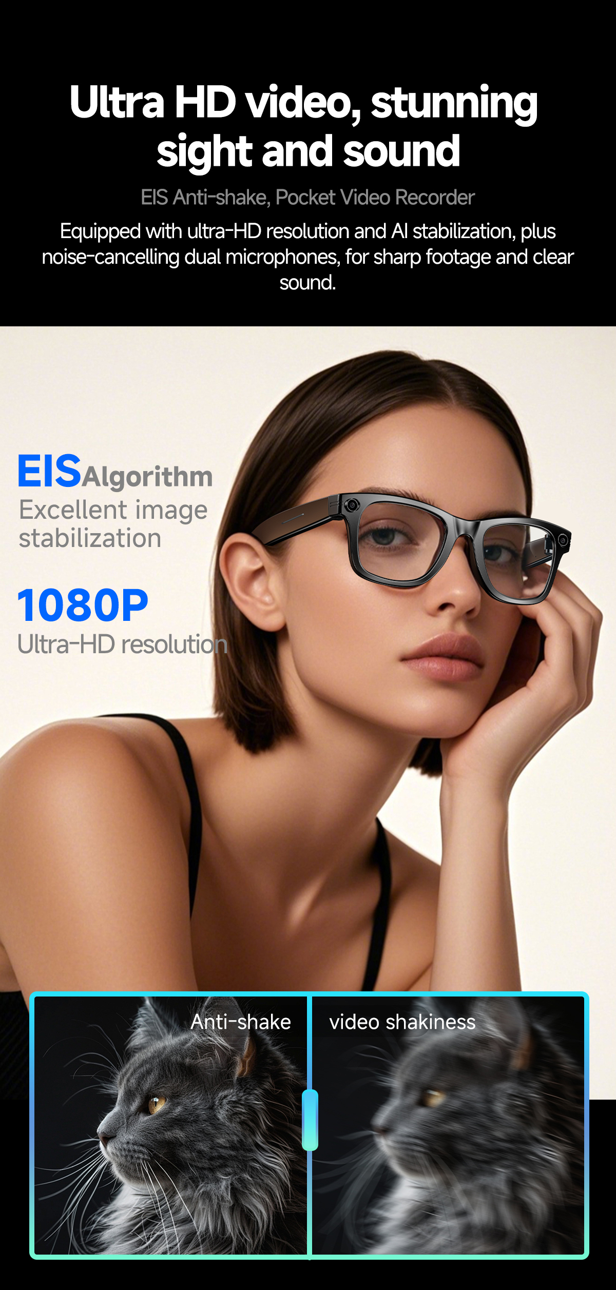 8MP AI Camera Smart Glasses with AI Translation and WiFi S610T detail 8