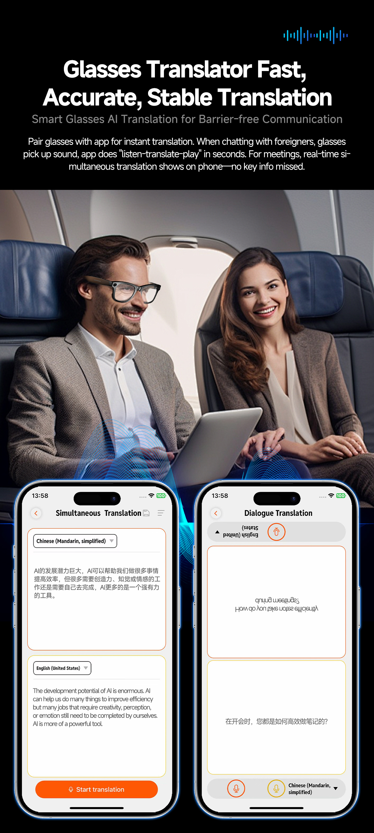 8MP AI Camera Smart Glasses with AI Translation and WiFi S610T detail 9