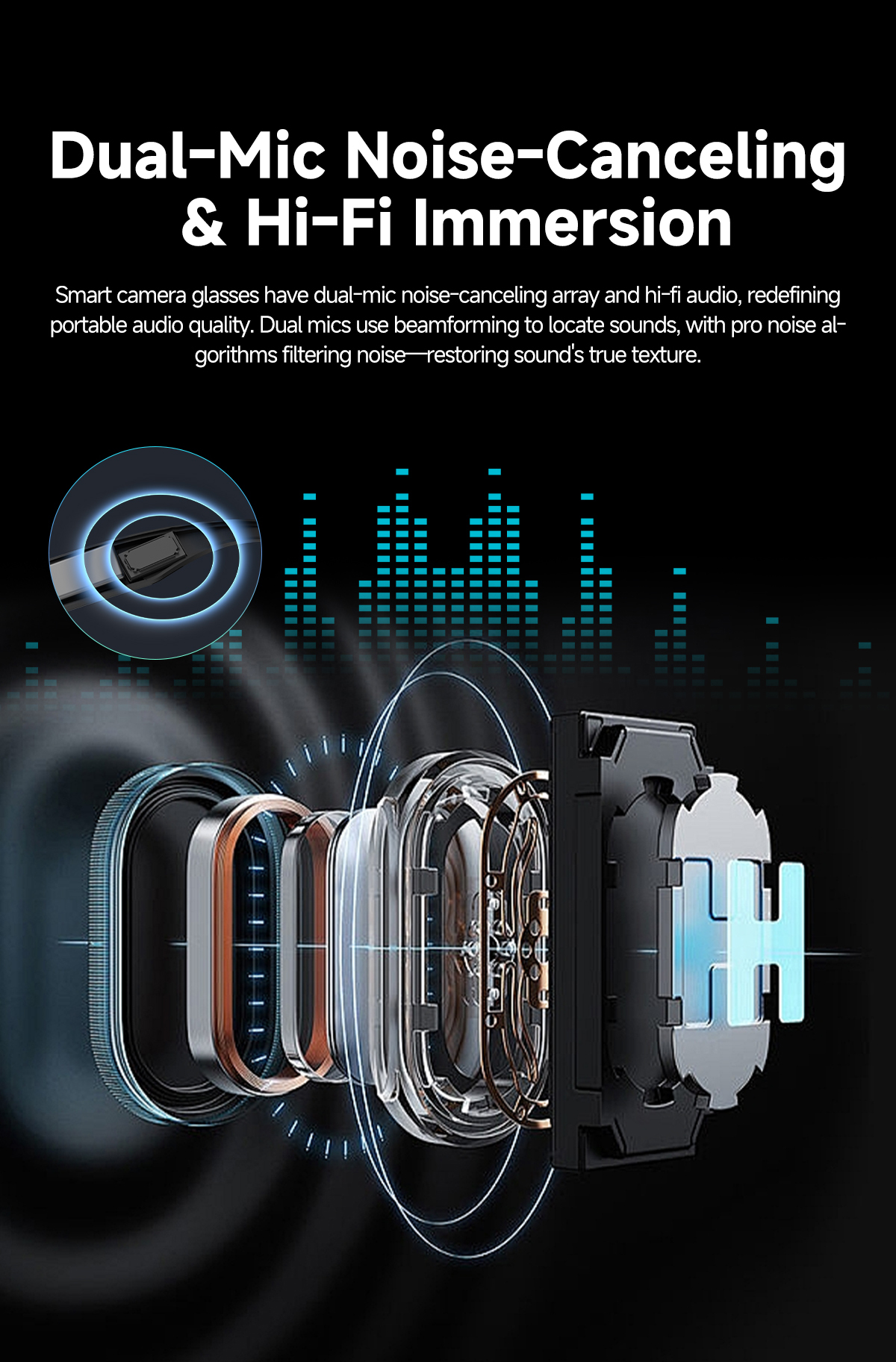 8MP AI Camera Smart Glasses with AI Translation and WiFi S610T detail 12