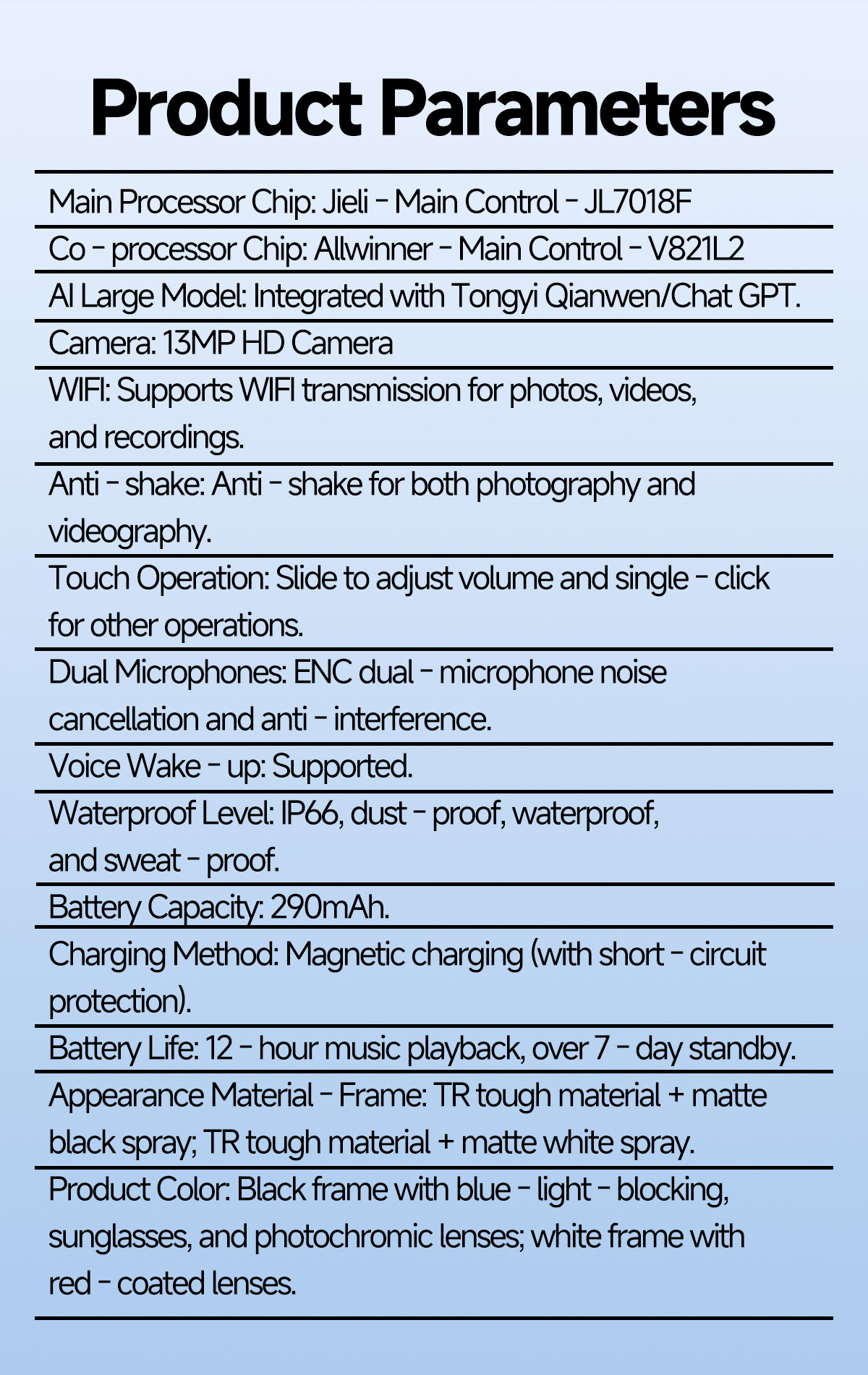 S620Pro 13MP AI Camera Smart Glasses with OIS Optical Stabilization AI Translation Voice Assistant and WiFi Transfer detail 12