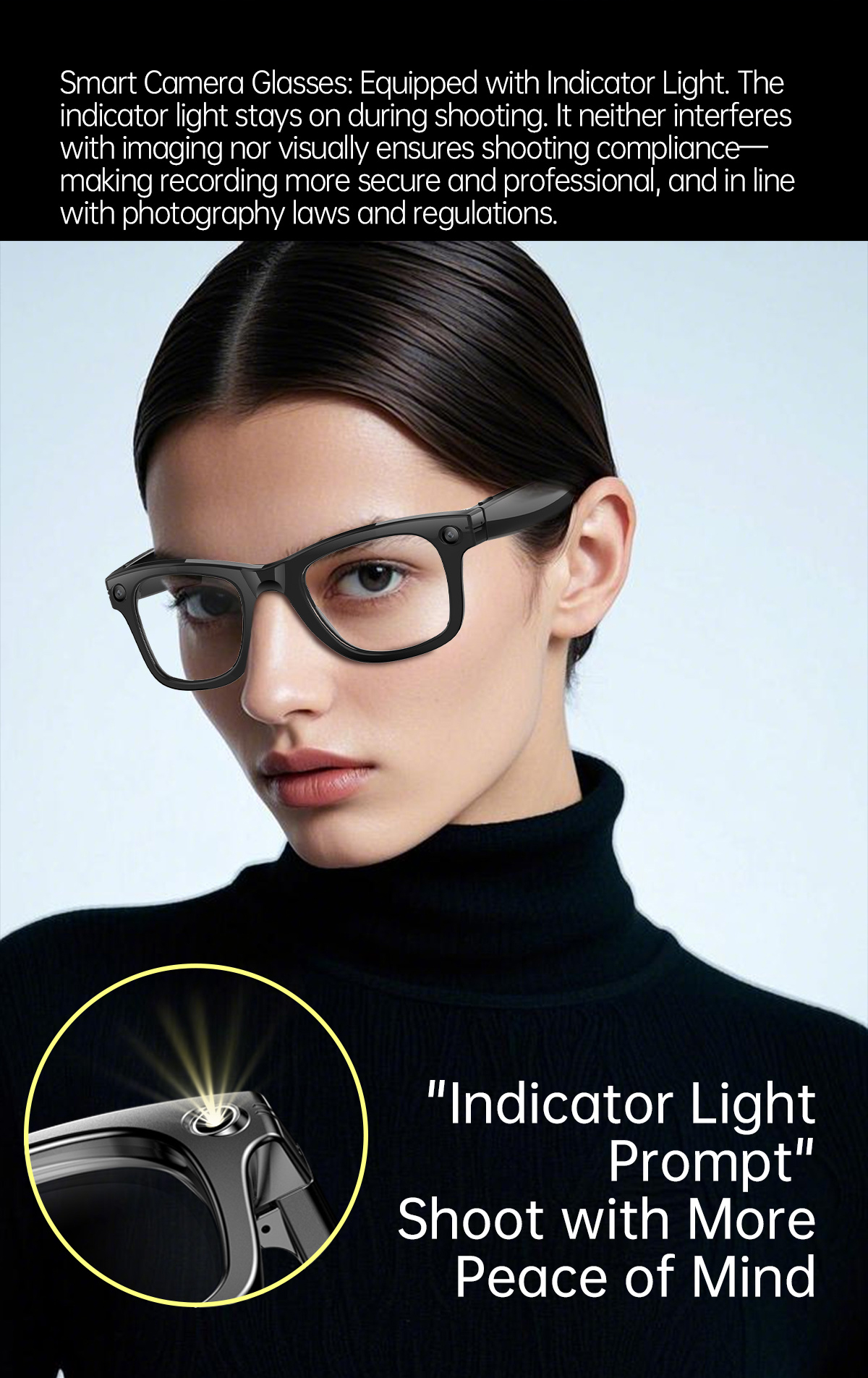 S620Pro 13MP AI Camera Smart Glasses with OIS Optical Stabilization AI Translation Voice Assistant and WiFi Transfer detail 5