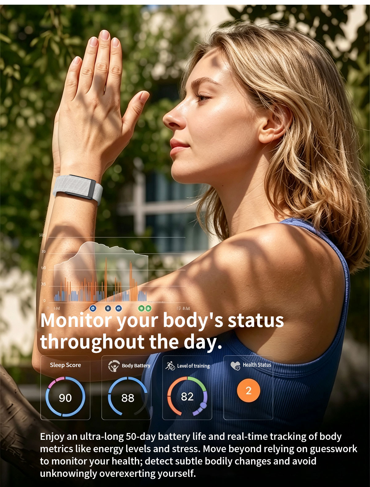 Screenless Health Tracker with 40-Day Battery A50 detail 4