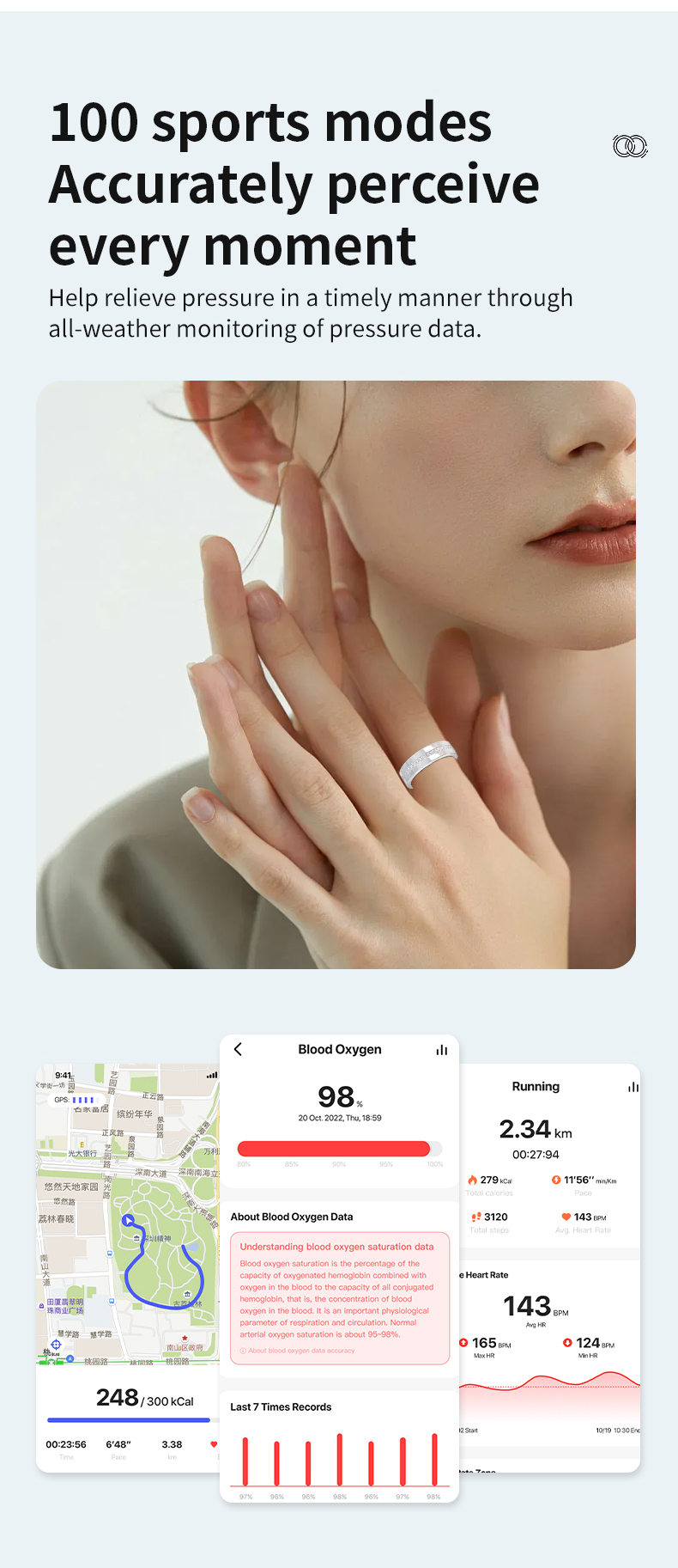 Smart Ring with Health Monitoring Sleep Tracking and Sports Modes detail 4