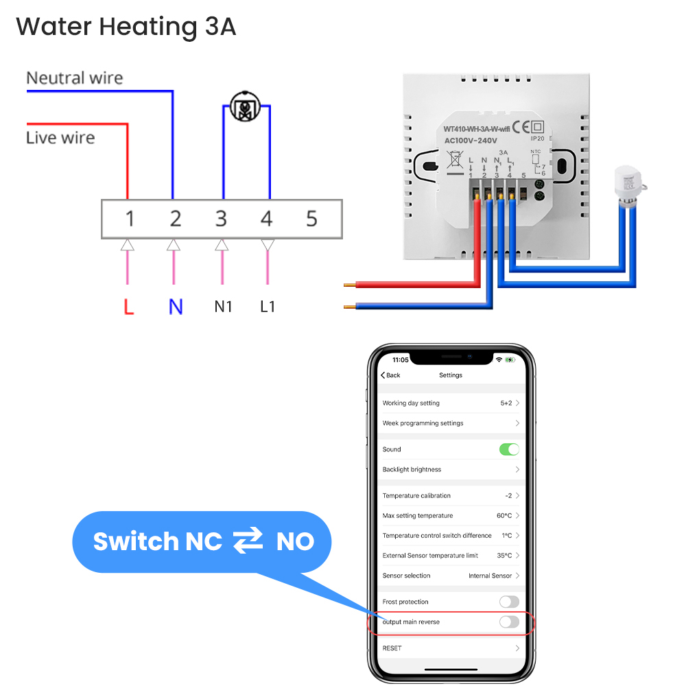 WiFi Smart Thermostat for Electric and Water Heating WT410 detail 5